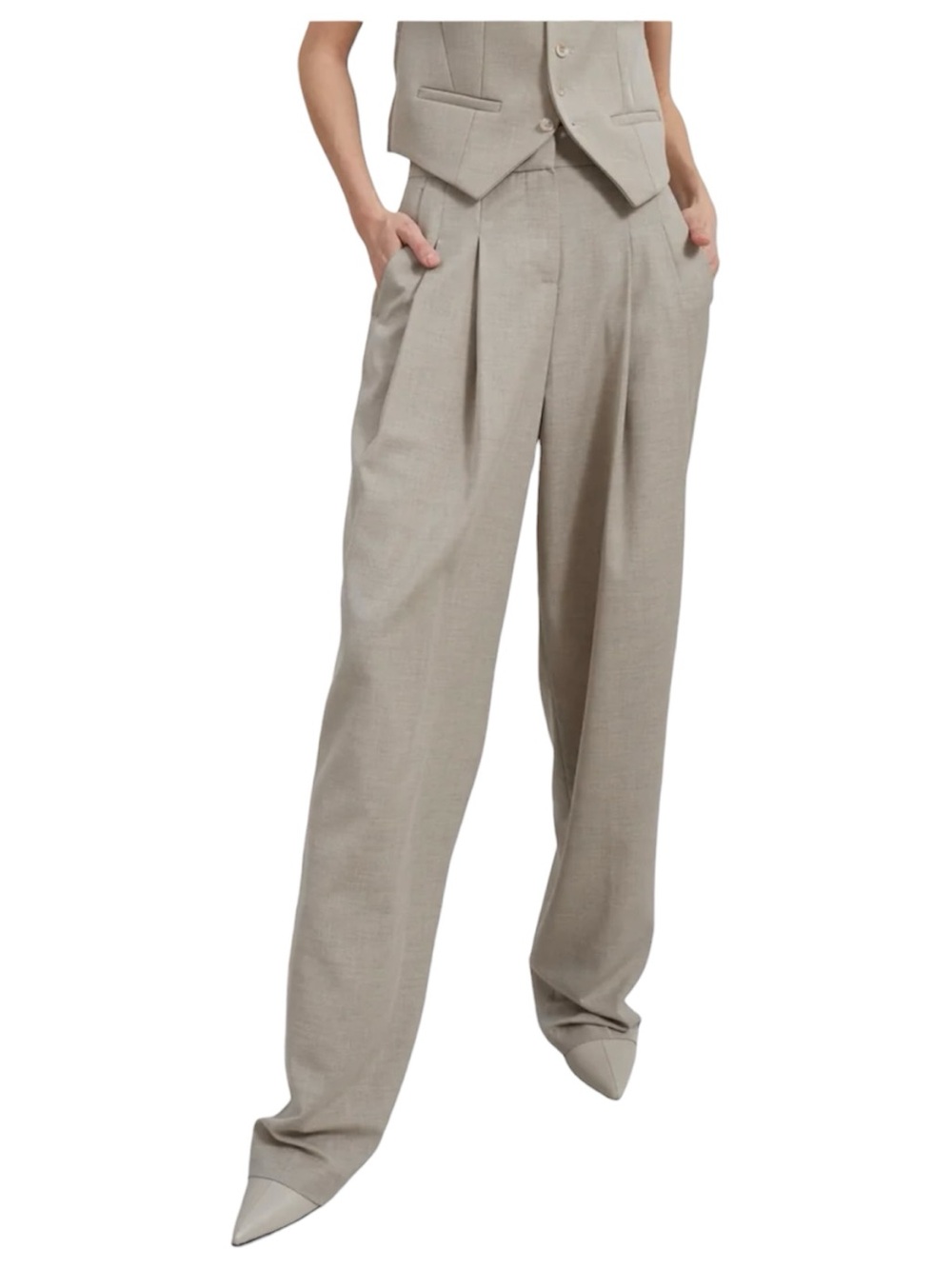 The Frankie Shop Gelso Pleated Trousers - Light Taupe Melange, Size M, EUC